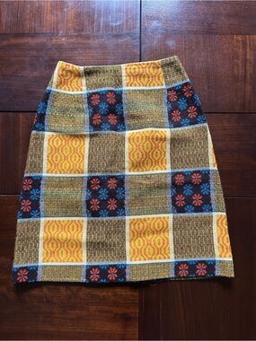 Vintage 70’s Fun & Floral Checkered Skirt